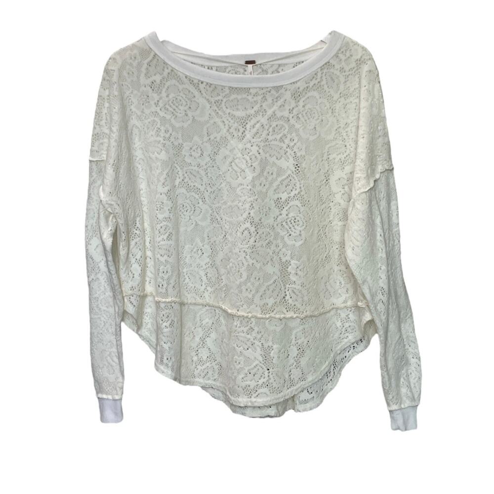 3 FOR $45 SALE | Free People Sheer Floral Lace Pullover Off White S